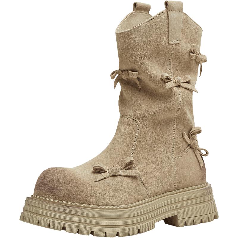 Temeimei Women s Slouchy Knight Western Boots with Bow 36