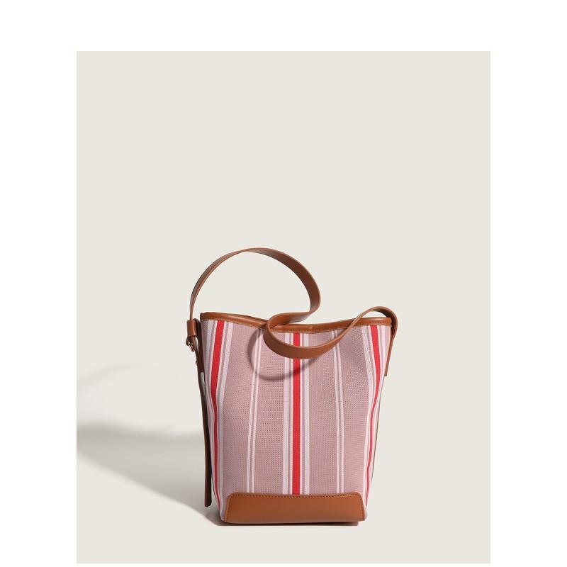 

2025 New Large-capacity Bucket Bag Women s Canvas Commuting Fashionable Simple All-matching One-shoulder Underarm рожевий