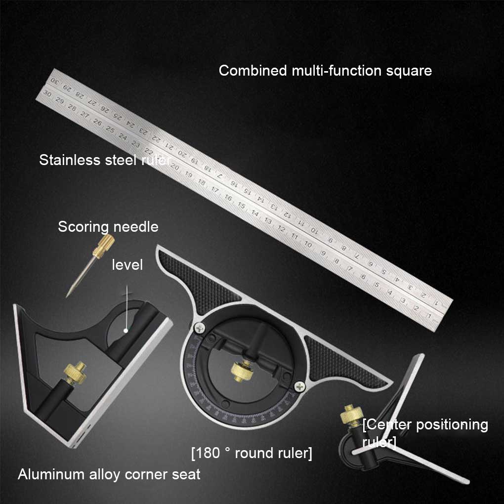 Combination Angle Ruler Accurate Woodworking Accessory Hand Tools Adjustable Measuring Protractor Measure Tool