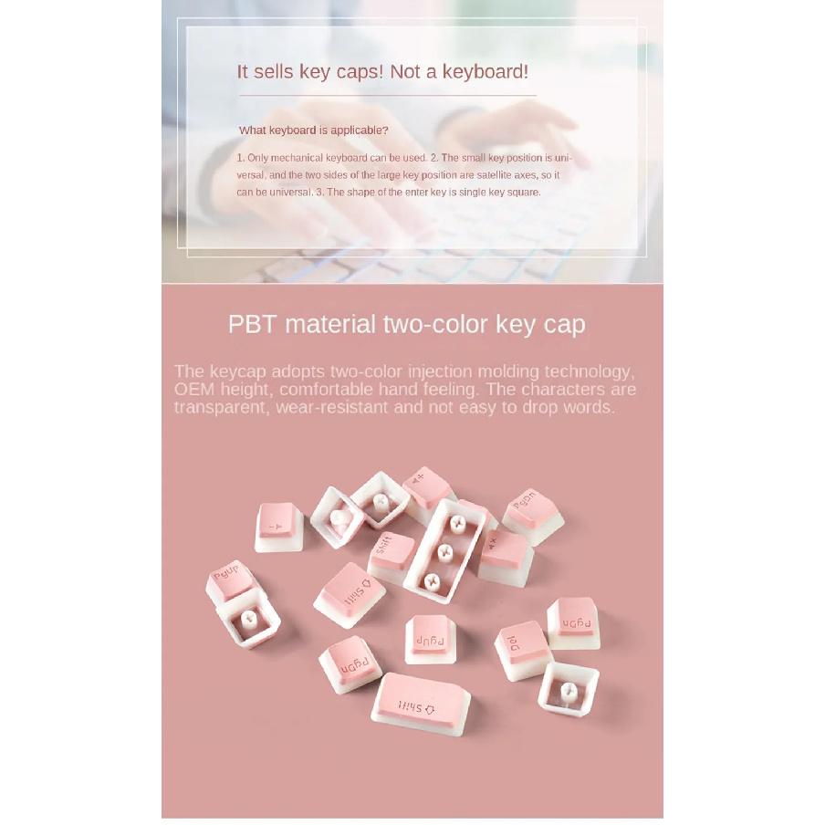 129Key General Pudding PBT Keycaps Two-color Injection OEM Translucent Keycap for 61/62/68/84/87/104/108/980k Mechanical Keyboar