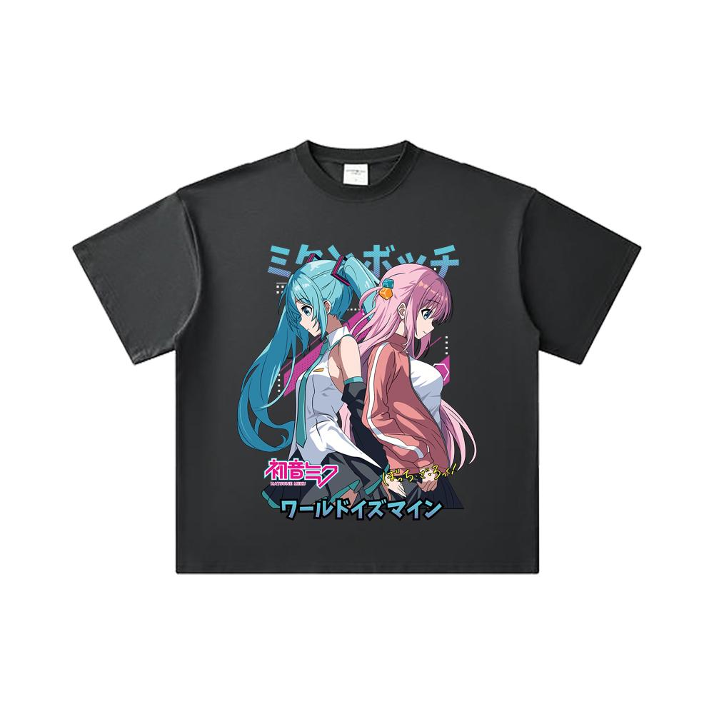 260 GSM Double Yarn 32 Count 100% Cotton Bocchi The Rock V3 Miku Bocchi Print Unisex Heavy Cotton T Shirt