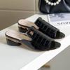 Large Size Women's Shoes New Fish Mouth Rhinestone Thick Heel Slippers Women's Low-heeled Casual Women's Slippers