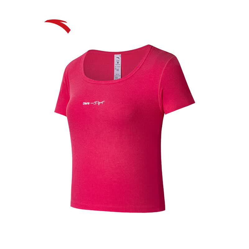 Anta Ballet Style Slim-Fit Knit Short Sleeve T-Shirt