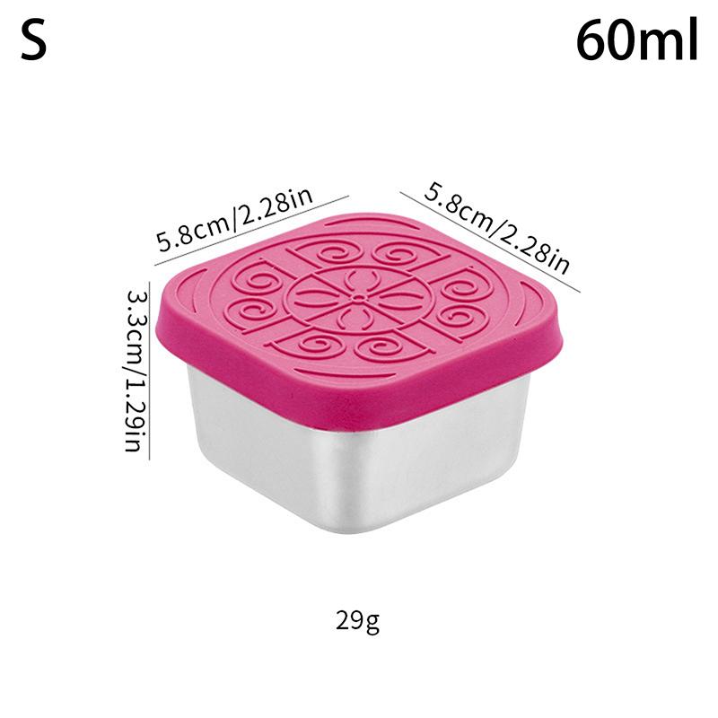 

1/2 Pcs Stainless Steel Salad Box Snack Seasoning Container With Silicone Lids Leakproof Stackable Dressing Food Storage Box