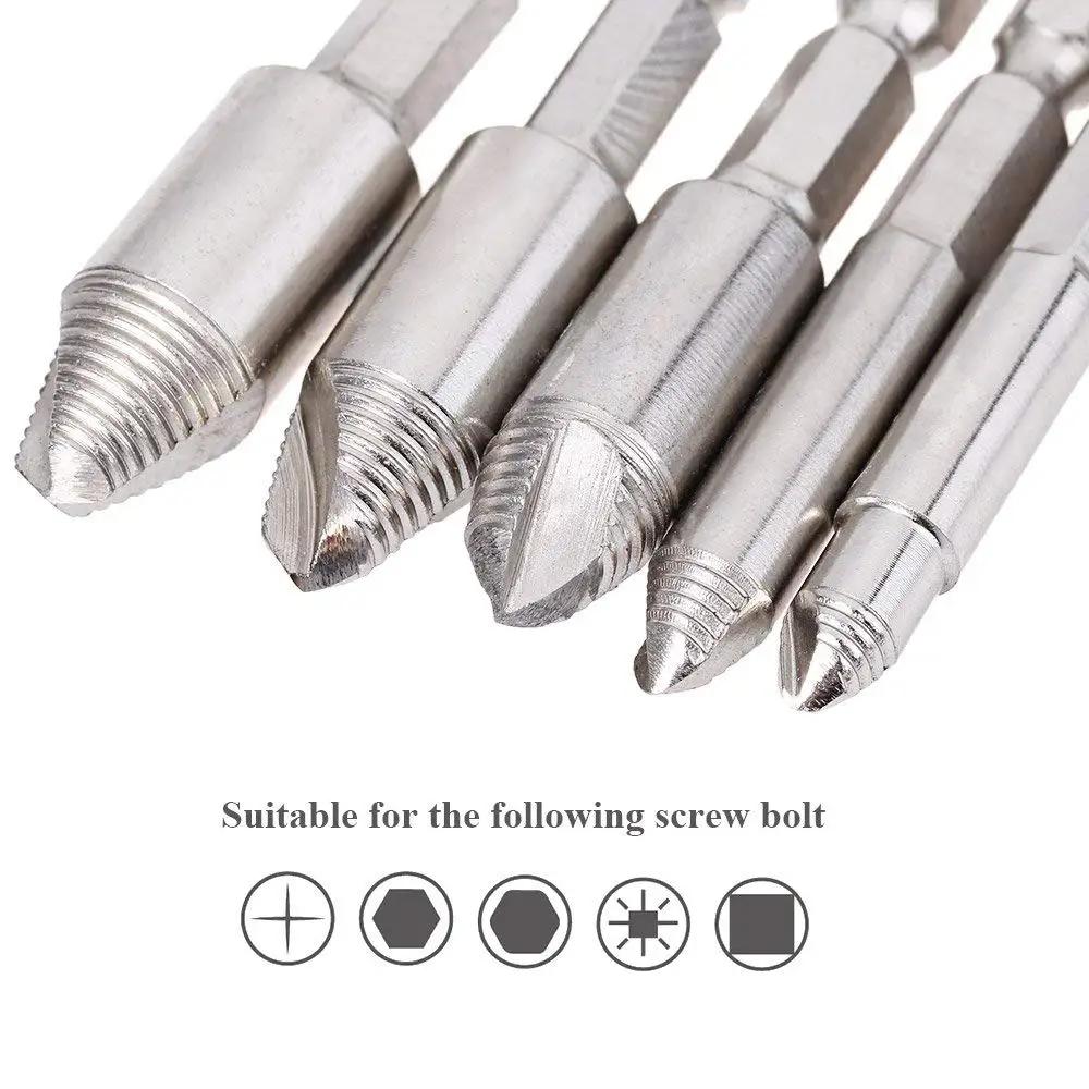 Damaged Screw Extractor Set  Easily Remove Stripped or Damaged Screws High-Speed Steel Stripped Screw Removers