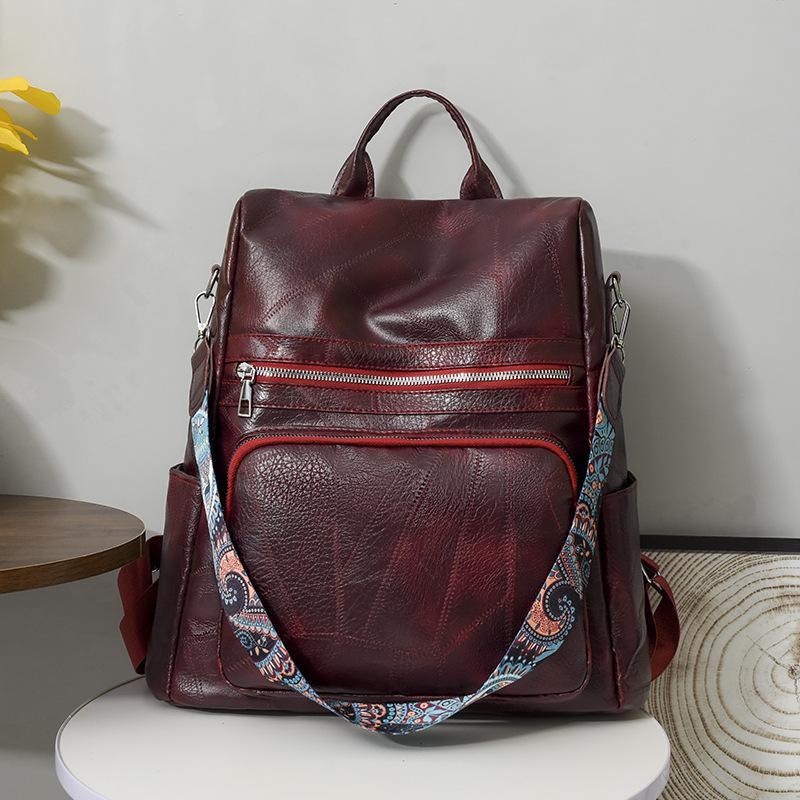 Женский новый рюкзак из мягкой ПУ кожи, трансграничный, большой вместимости, повседневный, для путешествий, простой стиль, студенческий рюкзак
