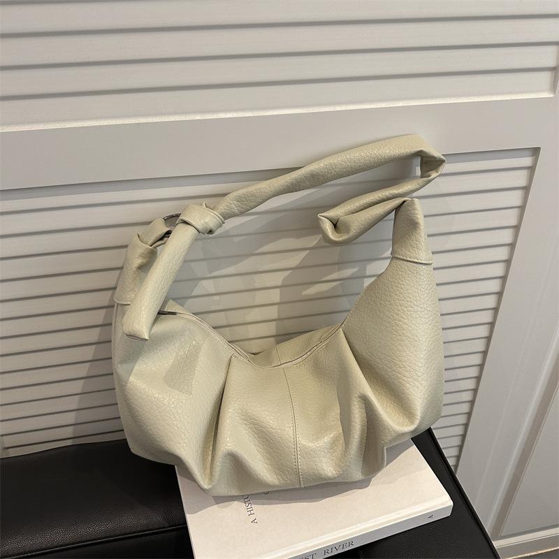 

Vintage Pleated Design Women PU Shoulder Hobos Bags Solid Color Versatile Ladies Crossbody Bag Large Capacity Female Casual Tote бежевый