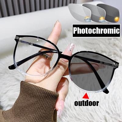 משקפי ראייה לקוצר ראייה יוקרתיים לנשים, אופנתיים עם יהלומים, פוטוכרומיים, משקפי מיופיה, מסגרת גדולה ומשקפיים משני צבעים