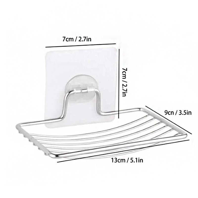 1/2pc Stainless Steel Soap Rack No Punching Wall Mounted Single Layer Soap Rack Home Bathroom Drainage Soap Storage Holder