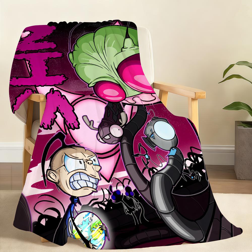 I-Invader cute Z-zim-m Blanket Throw Super Cosy Plush Living Room Sofa Couch Childish Birthday Gifts