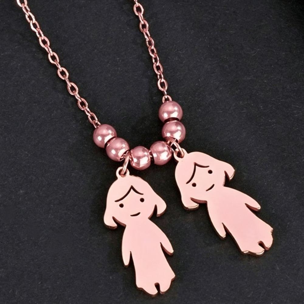 Stainless Steel Boy Girl Necklace Pendant Lover Necklace Choker Family Necklace Lovers