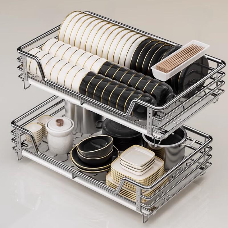 Beifu Stainless Steel Double-Layer Cabinet Dish Rack