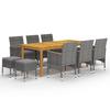 VidaXL 11-Piece Garden Dining Set Table and Patio Dining Chairs Outdoor Dining Furniture Furniture 3067876