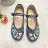Zapatos De Mujer Women Fashion Wine Red Buckle Strap Anti Skid Shoes Lady Classic Pink Floral Embroidery Shoes Ab349