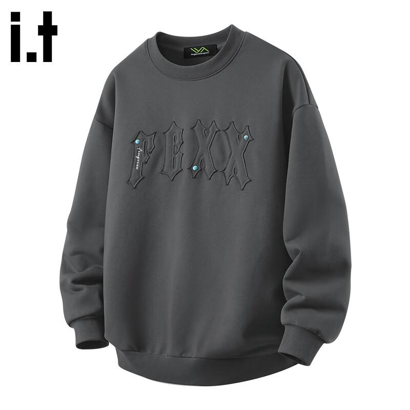 fingercroxxit Men's Loose Fit Patch Letter Sweatshirt
