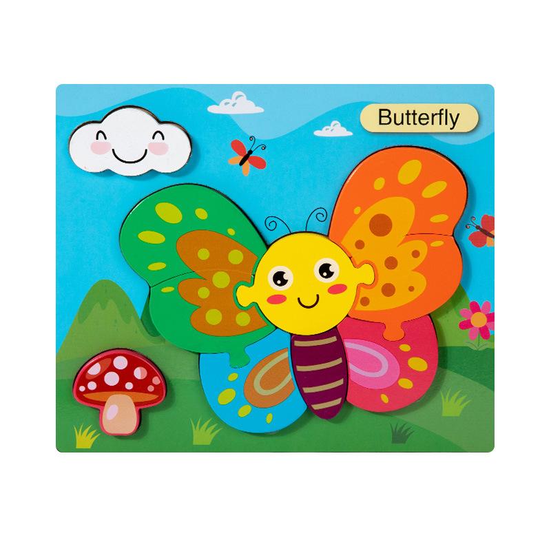 Kognitive 3D dreidimensionale Puzzle-Spielzeuge für Kinder 0-3 Jahre, frühpädagogische Lernpuzzle aus Holz