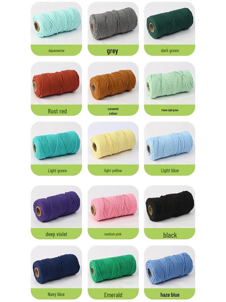 4mm Multi-Strand Macaron Colored Cotton Rope for DIY Tapestry & Decorative Weaving.