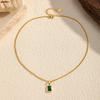 European and American INS Wind Simple Green Geometric Pendant Titanium Steel Clavicle Chain Women's Necklace Stainless Steel Jewelry