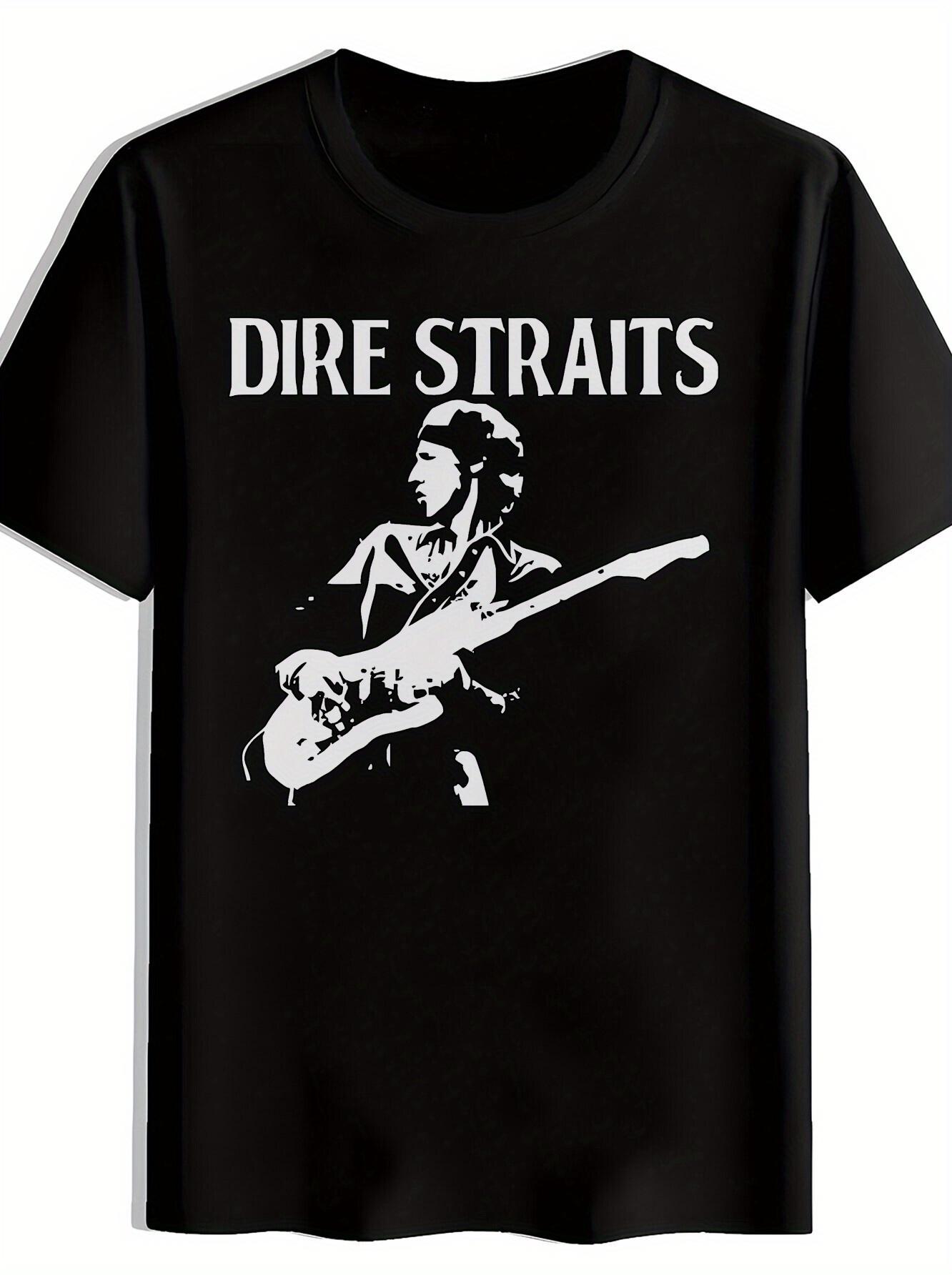 Vintage Dire Straits Graphic T-shirt - Retro Rock Band Design with Guitarist Illustration XXXXL