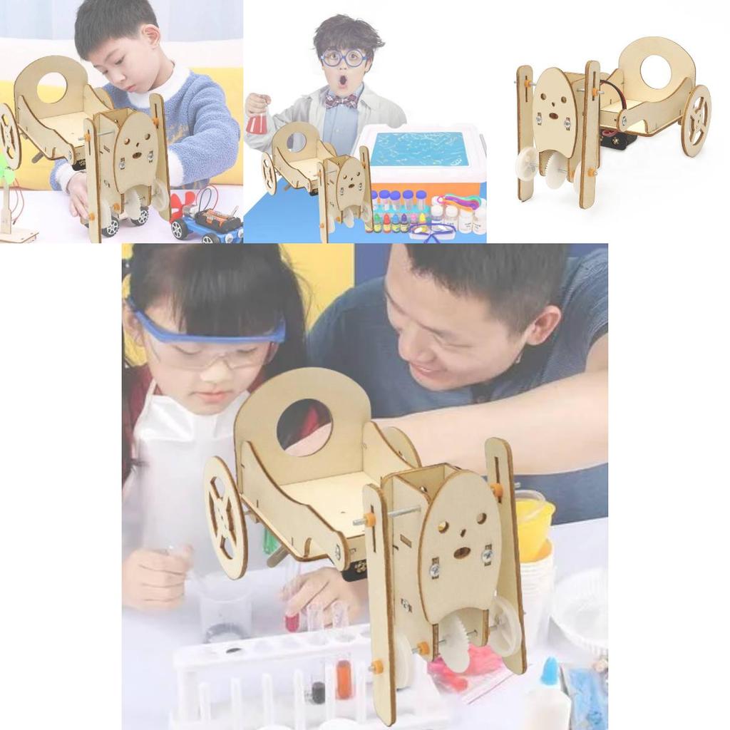 Wooden Diy Robot Pull Car Creative Science Experiment Toy For Grade 5 Students Steam Education