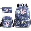 Popular Novelty Cool Bad Bunny Print 3pcs/Set Pupil School Bags Laptop Daypack Backpack Inclined Shoulder Bag Pencil Case