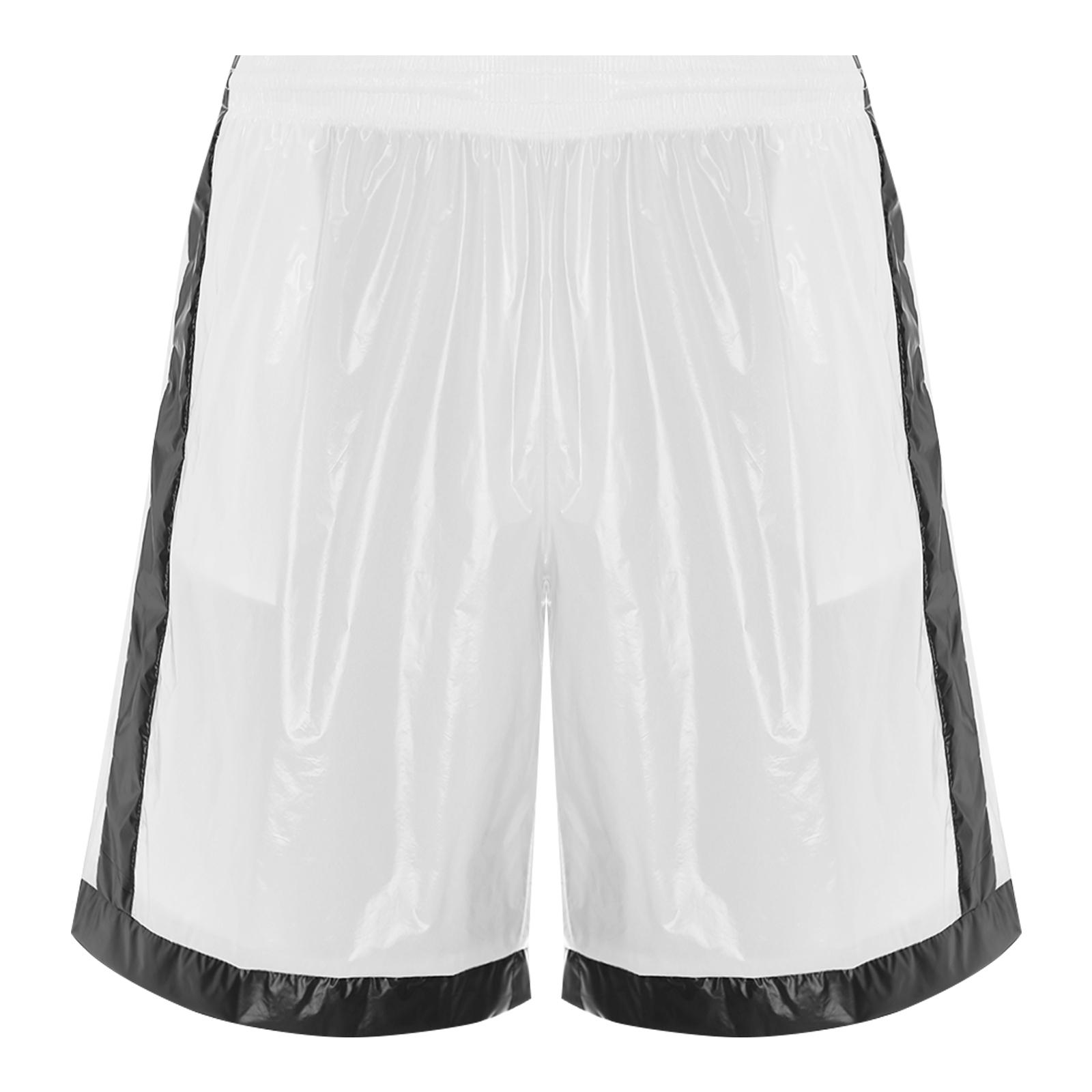 

Mens Wet Look Swim Trunks Drawstring Waist Beach Shorts Contrast Stripes Design Quick-Dry Loungewear for Pool Parties S слоновая кость