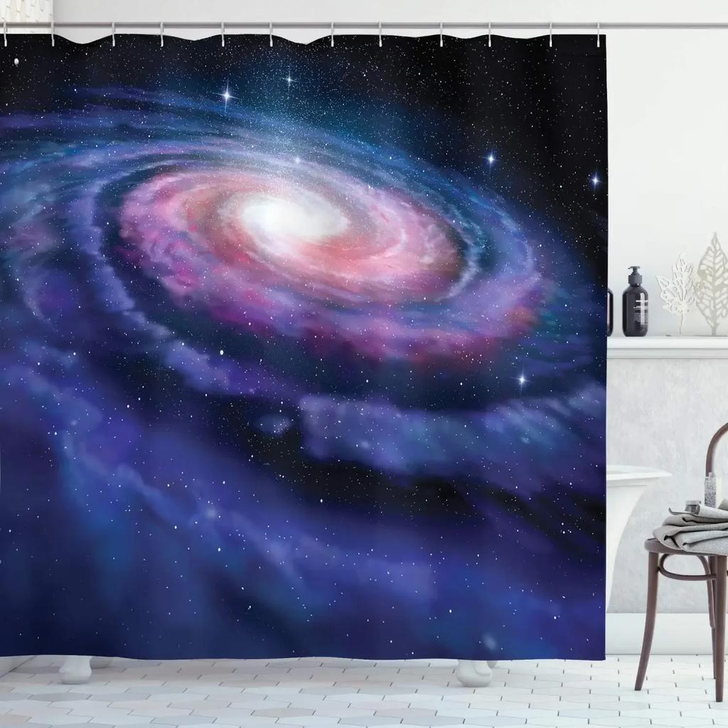 Planet Solar System Shower Curtain with Hooks Pack Universe Galaxy Space Educational Planetary Orbit Decor Fabric Bathroom Set