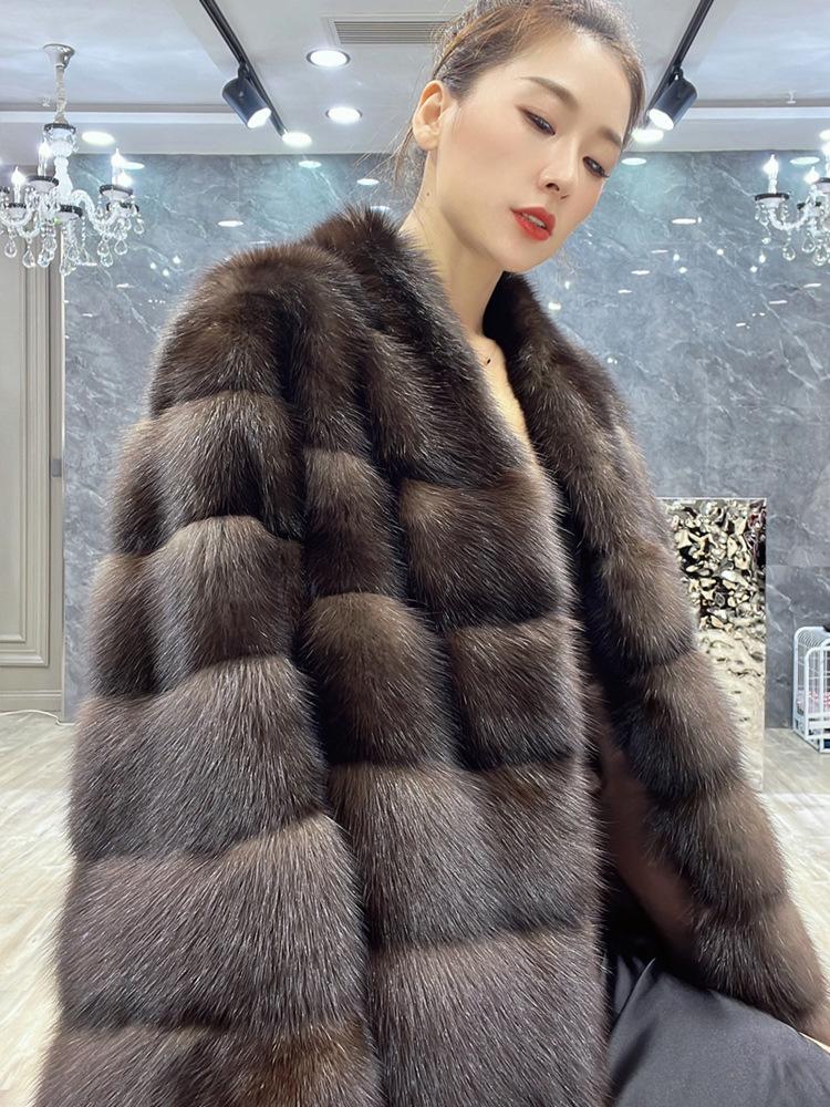 2025 Women's Purple V-neck Faux Fur Wool Coat - Loose, Slimming, and Warm for Winter