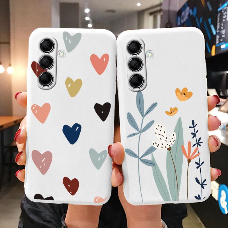 Coque Funda Pour Samsung Galaxy M14 M34 M54 5G Housse Fleur Colorée Cœur Dessin Animé Souple TPU Coque Pour Samsung M 14 Léopard Capa