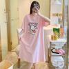 Women's Plus Size Summer Cartoon Nightdress – Lightweight, Round Neck, Short Sleeves, Mid-Length