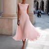 Abito Midi Estivo da Donna 2026 con Maniche a Pipistrello Senza Maniche: Formale Europeo e Americano, A vita stretta, Modellante, Design con Orlo Ampio