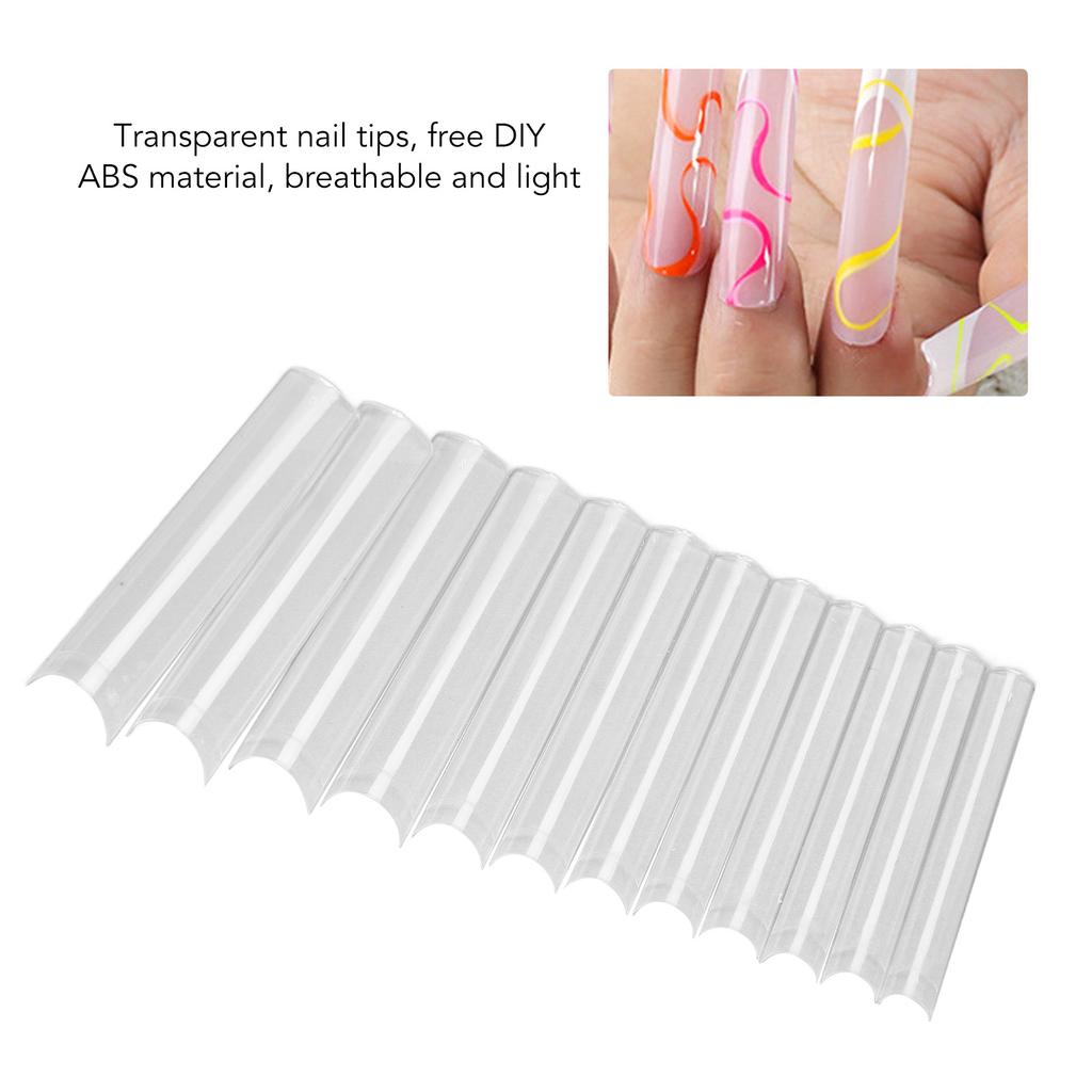 240pcs False Nail Extensions Transparent Ultra Long Nail Tips Thin Full Cover Artificial Fingernail Tips