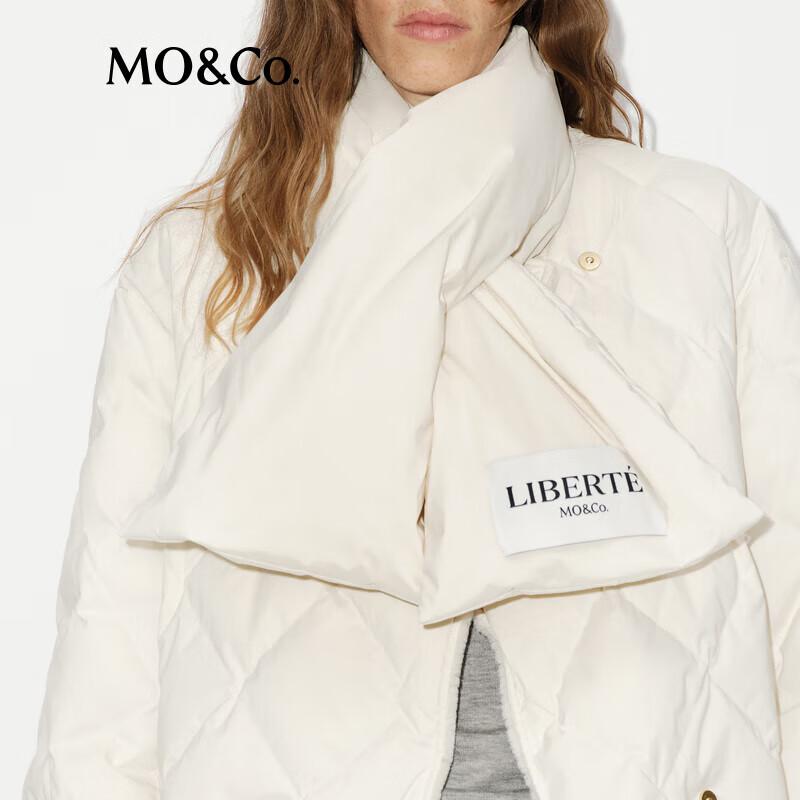 MO&Co. Women's 2-Piece Diamond Quilted 90% Duck Down Jacket with Scarf