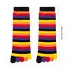 1 Pair Rainbow Toe Socks Colorful 5 Toe Calf Socks Rainbow Striped Leg Warmers Funny Long Toe Socks for Women and Girls