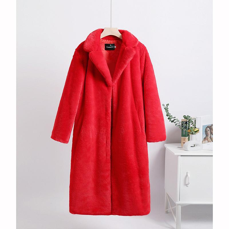 Winter Women Fur Coats Long Fur Loose Lapel Over Coat Thick Warm Plus Size