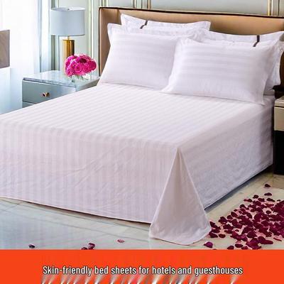 Star Hotel Bedding Sateen Stripe Pillowcase and Bed Sheet Set for Spa and B&B