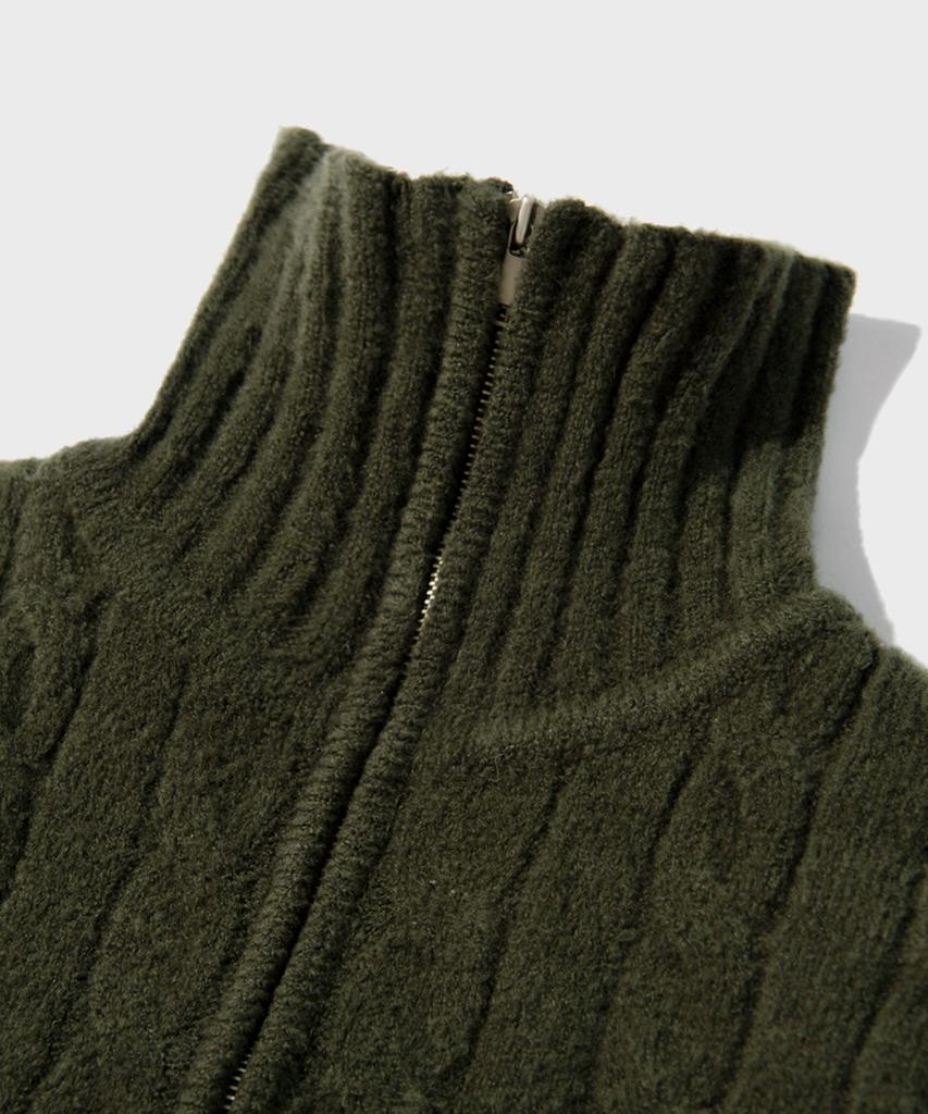 UNLC Solid Cable 2-Way Zip-Up Knit