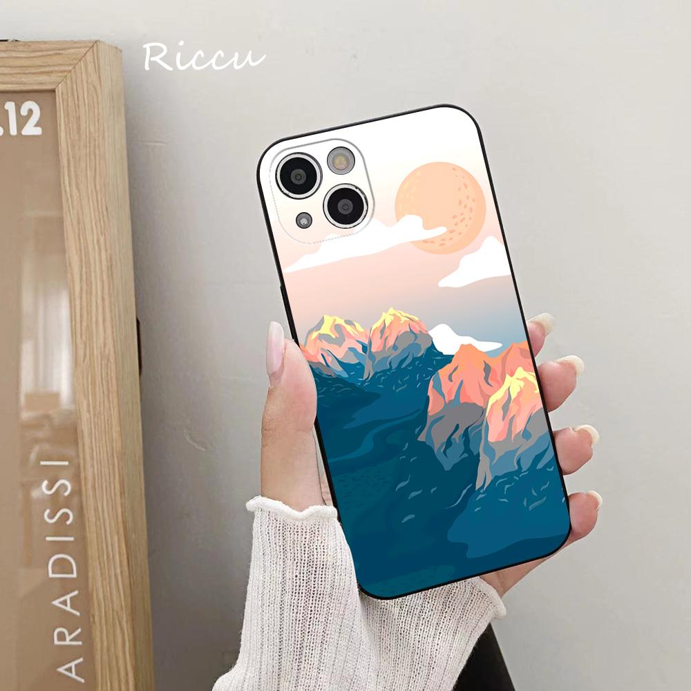 FOR IPhone Mountain Landscape Scenery Phone Case 14 11 12 Pro 8 7Plus SE X Pro 14 MAX 13 MINI XR XS Iphone 14 Soft Phone Covers