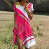 Short Sleeve Boho Dress For Women Casual Loose Fit Summer Sundress Texture Print Dress With Pockets