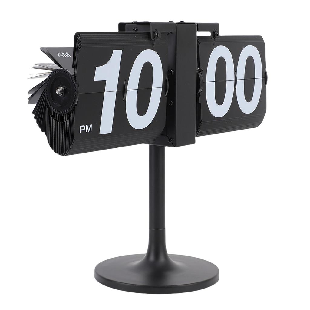 Desk Clock Mechanical Battery Powered 12 Hours Quiet Automatic Page Turning Clock with Extended Rod for Living Room