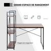 Corner Desk with Storage Industrial Design with Bookcase 3 Shelves Particle Board Walnut Look