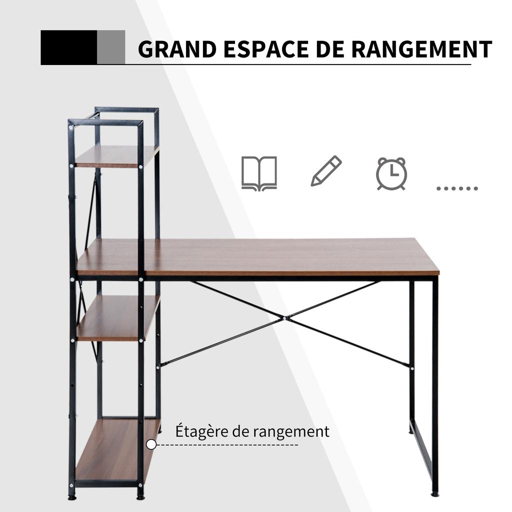 Corner Desk with Storage Industrial Design with Bookcase 3 Shelves Particle Board Walnut Look