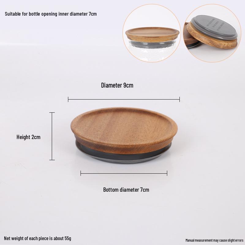 Glass Bottle with Acacia Wood Cap and Silicone Seal – Bamboo Lid Mason Jar Storage Container