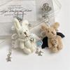 Sweet Punk Angel Rabbit Plush Keychain Pendant Phone Chain Backpack Charm  Trendy Women Bag Hanging Couple Accessory Gift