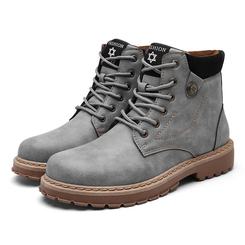 Mens Boots Autumn Winter Pu Leather Motorcycle Boots Fashion Outdoor Ankle Work Boots Hot Sale