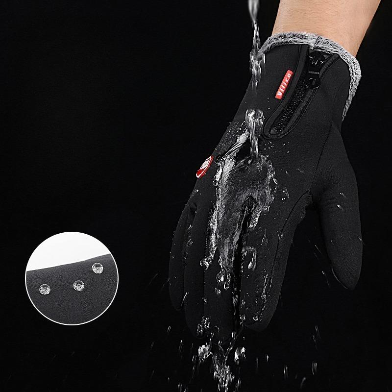 Outdoor windproof winter velvet thickened warm men's and women's sports bicycles cycling skiing touch screen non-slip gloves