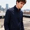 Men Jacket Stand Collar Long Sleeve Zipper Closure Windproof Jacket with Pockets Smart Temperament Men Outerwear