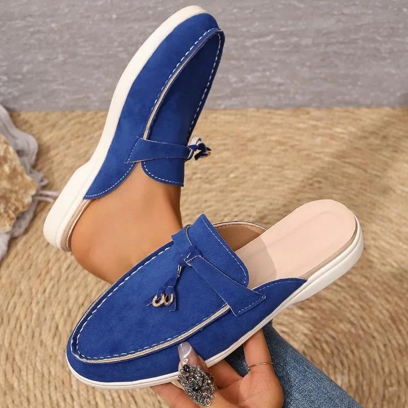 Fashion 2024 Hot Sale Shoes for Female Slingbacks Women's Slippers Autumn Closed Toe Solid Casual Flat Large Size Office Ladies Shoes