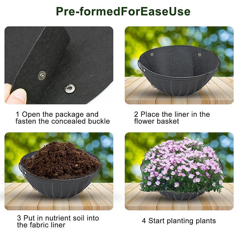 3 Pack Non-Woven Hanging Basket Liner Round Fabric Planter Replacement Liner Felt Plant Basket Insert Kit