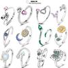 Free Size 925 Sterling Silver Ring Butterfly Sun Moon Sunflower Crystal Original Adjustable Rings for Women Wedding Jewelry Gift